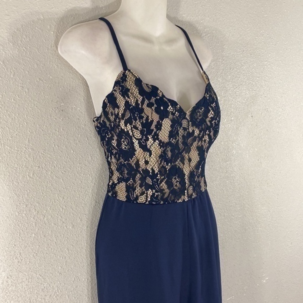 NWT Francesca’s Mi Amor Jean navy lace jumpsuit - Picture 6 of 11